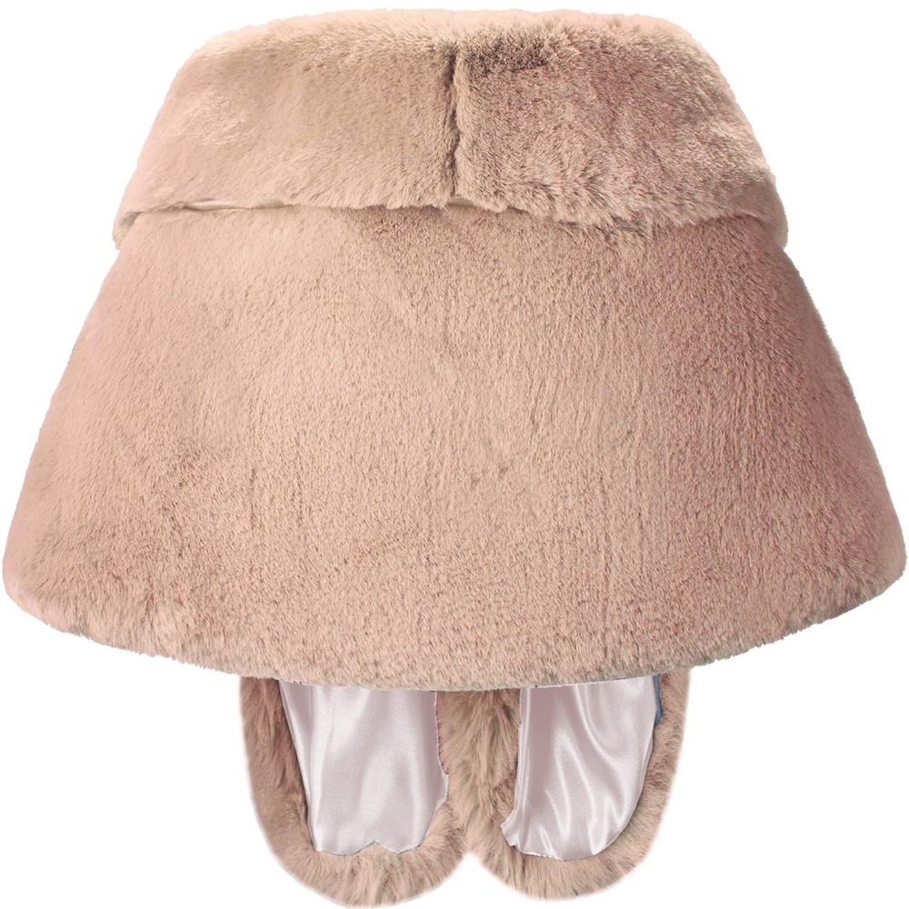 Caracilia Blush Peachy Pink Faux Fur Capelet with Front Tie - Picture 2 of 8